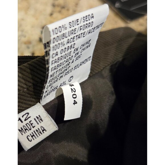 Lot Kasper Women Sz 12 100% Silk Green Skirt Pouch & Norton Floral Blouse Brown - Picture 8 of 16